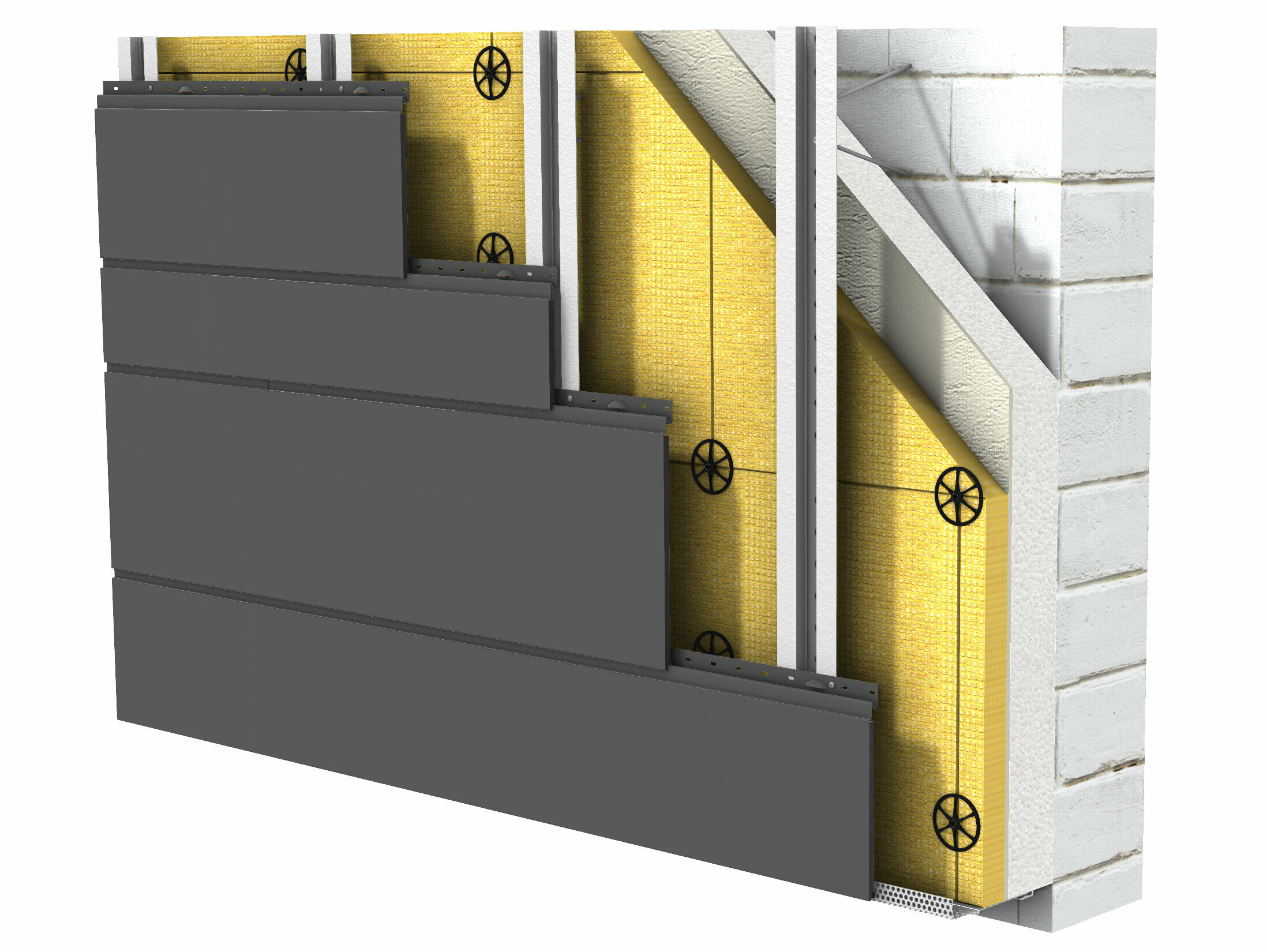 PREFA Sidings auf Wärmedämmverbundsysteme-Fassade mit RDS-Distanzschraube