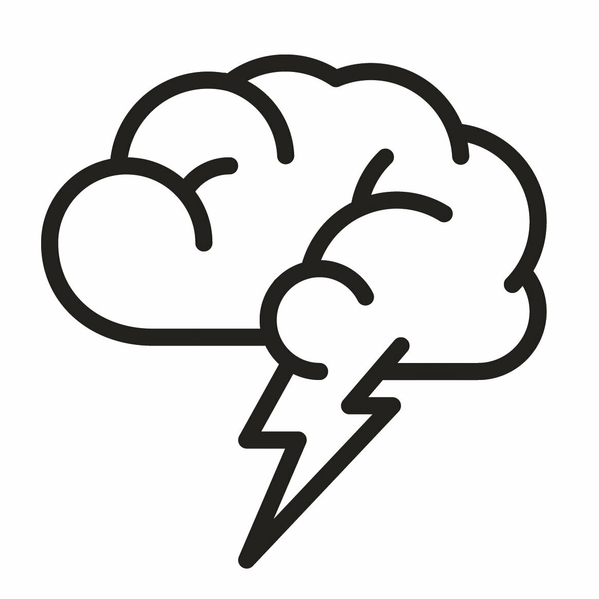 Das Icon zeigt eine Wolke in der Form eines Gehirns, aus der ein Blitz herauskommt. 